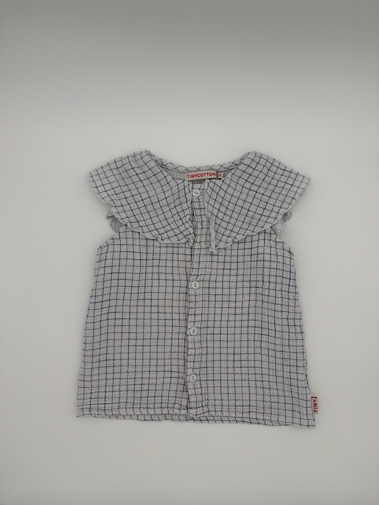 TINYCOTTONS white/blue smock collar tank