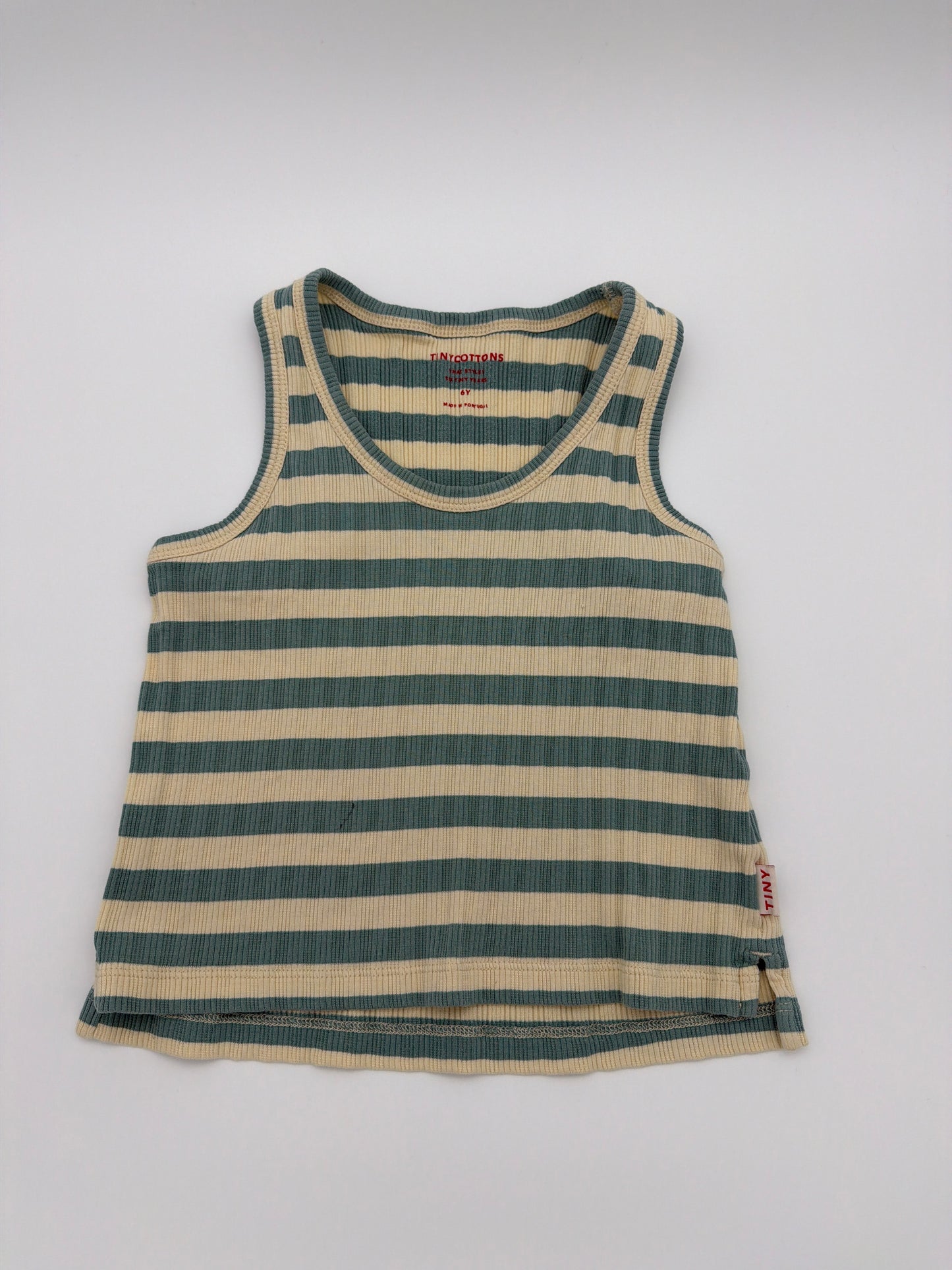 TINYCOTTONS blu/cream Stripe Tank, size:6Y