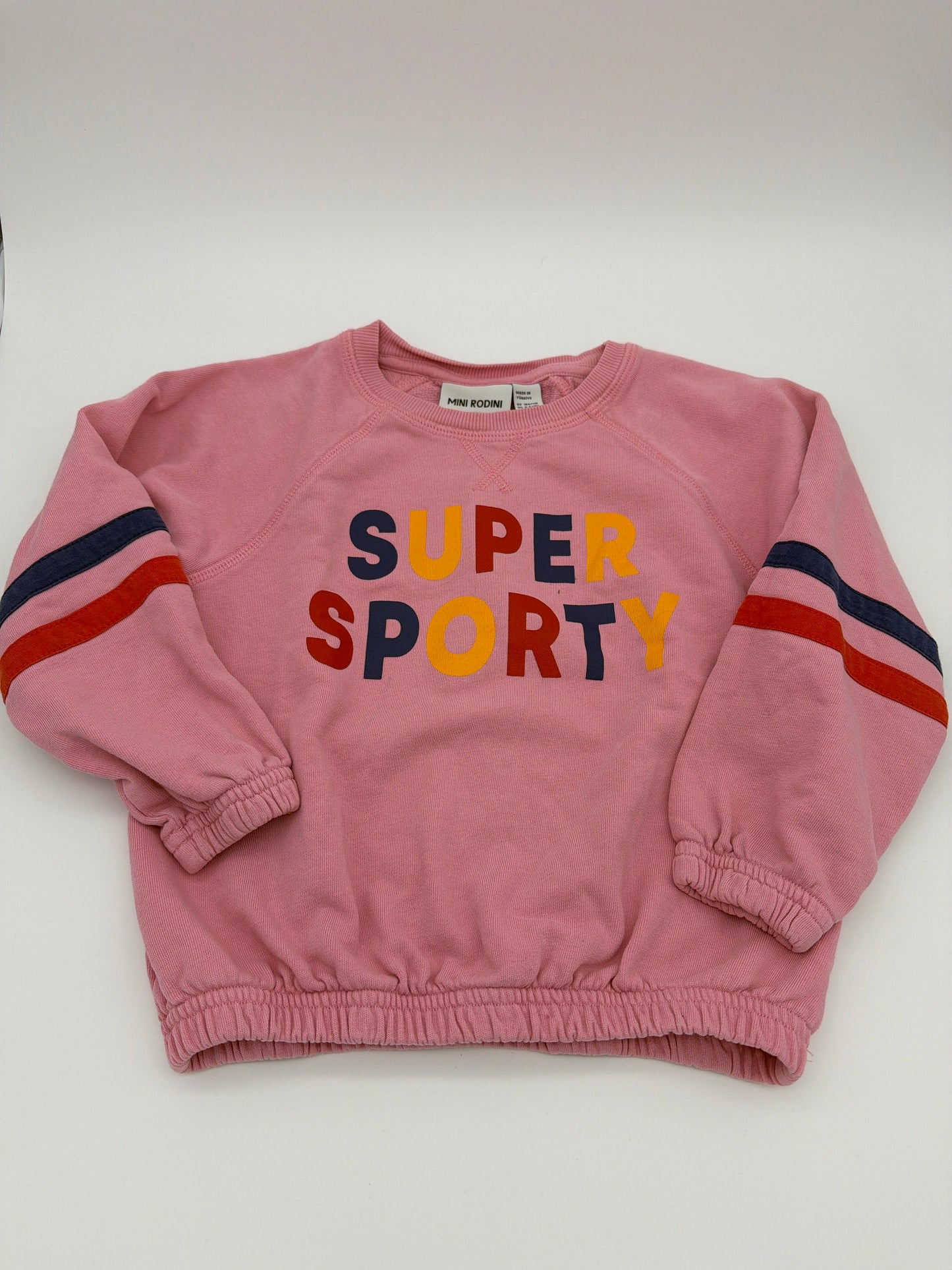 MINI RODINI Pink "Super Sporty" sweatshirt, size:3-5Y