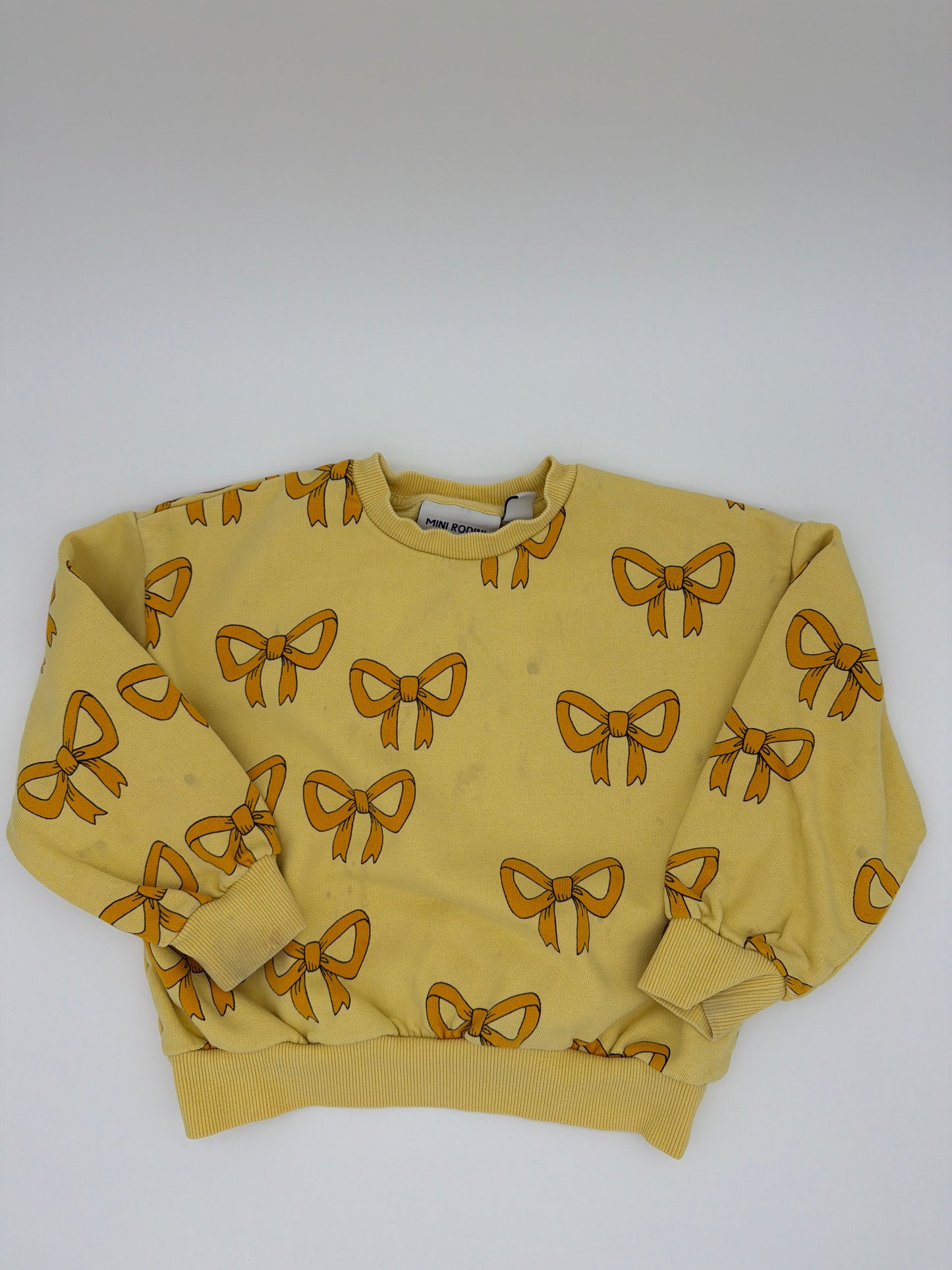MINI RODINI yellow bow sweatshirt, Size:1.5-3Y