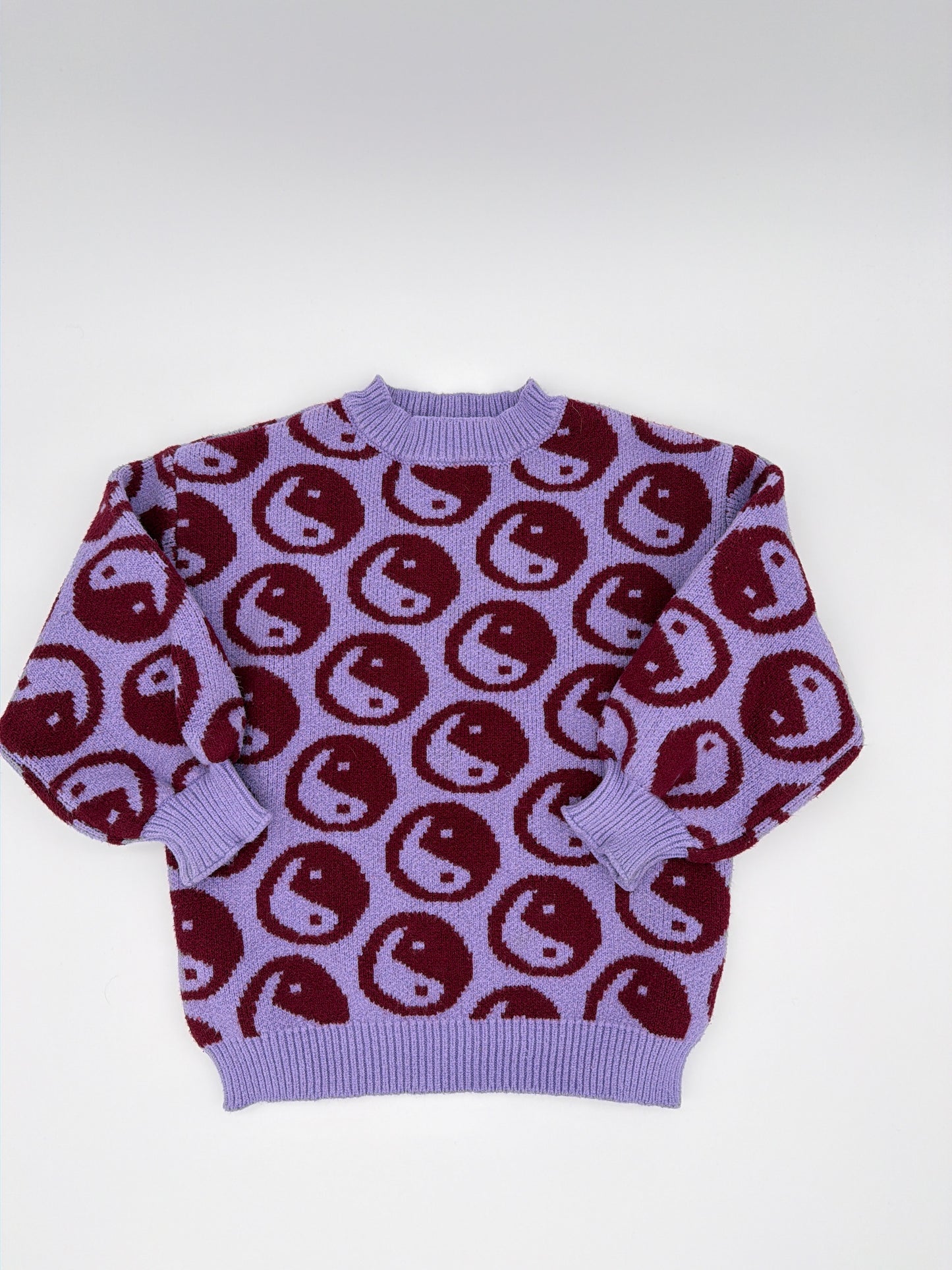 Milk Teeth, purple yin/yang sweater,Size:1-2Y
