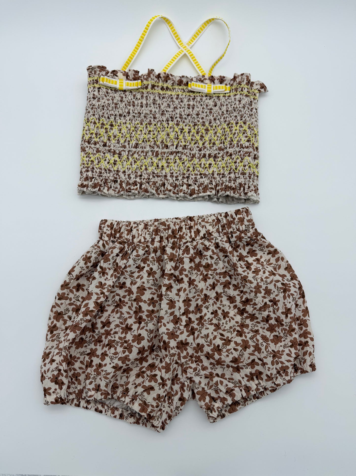 HEY KID Brown/Yellow Floral Set, Size: 18M