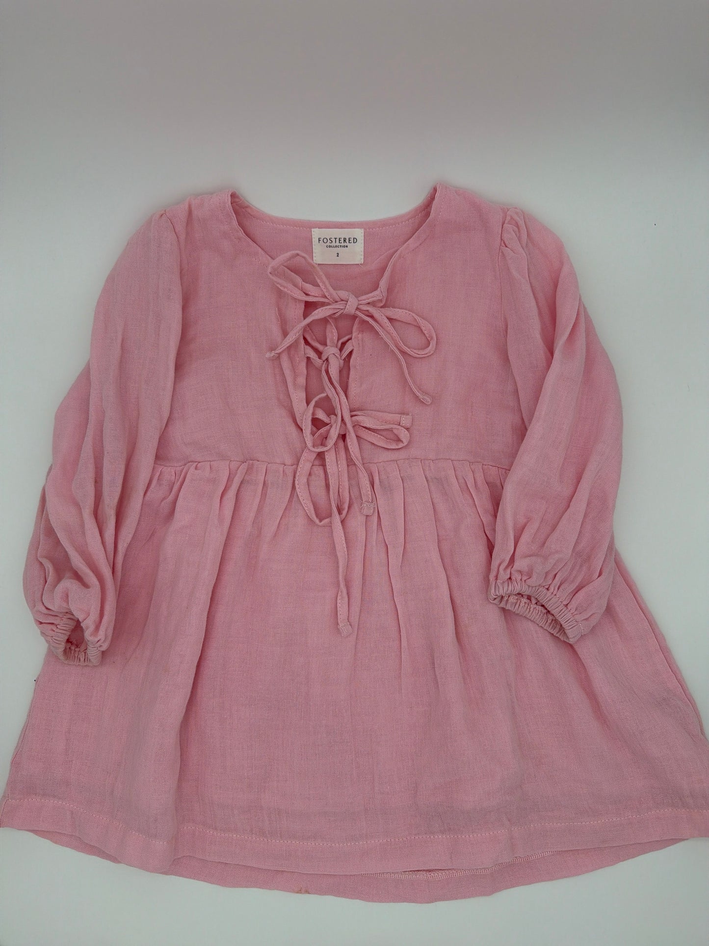 fostered collection pink tie front dress, Size:2Y