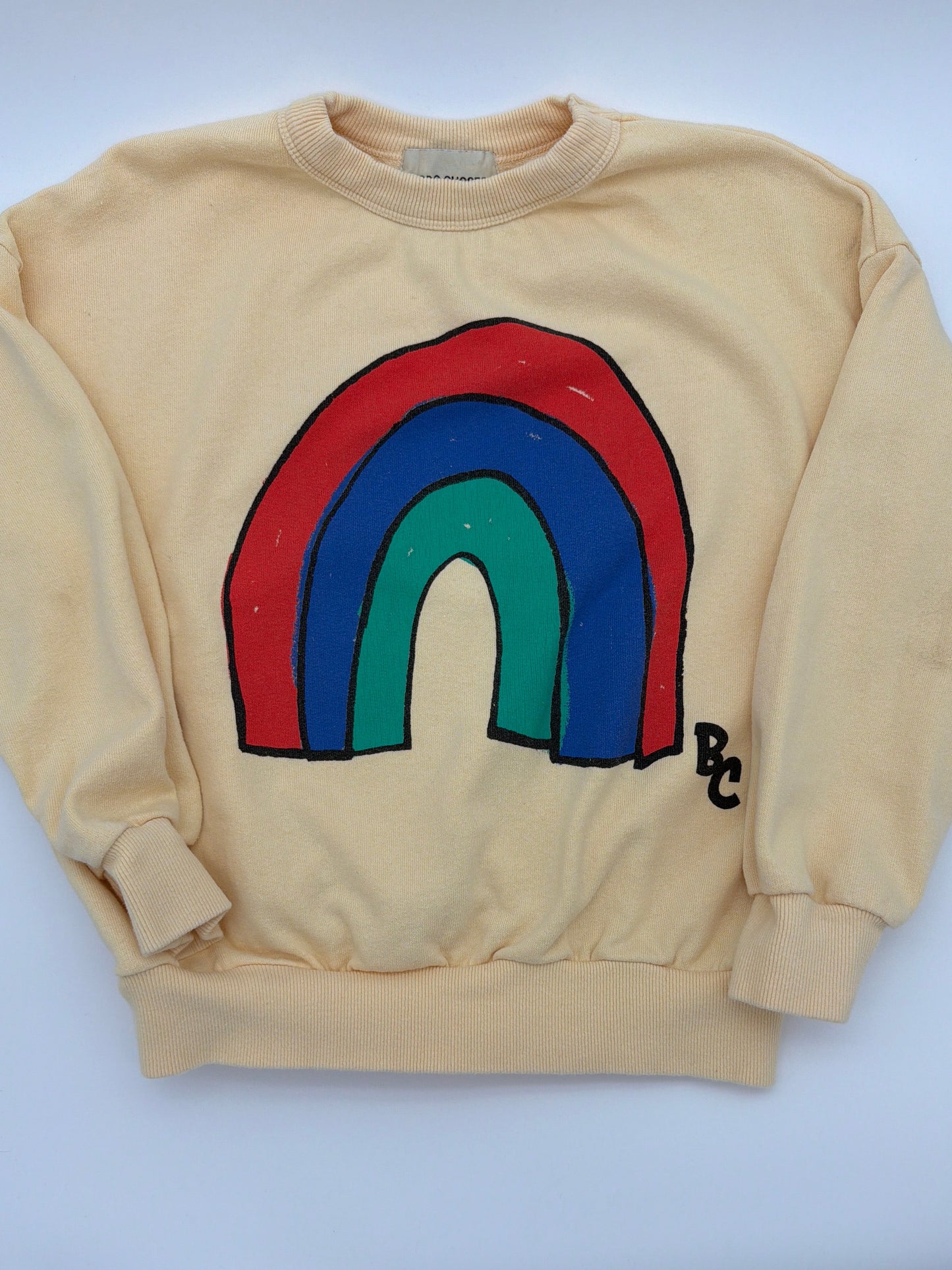 BOBO CHOSES Yellow Rainbow Sweatshirt, 6-7Y
