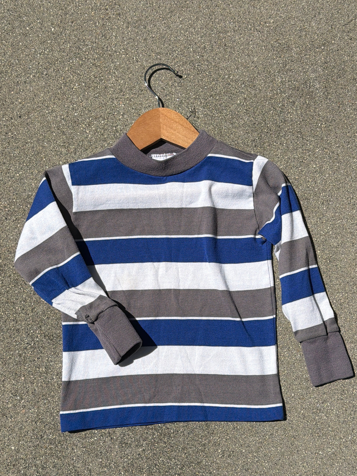 VNTG Healthtex Long Sleeve Stripe blue, grey, white, Size:5Y