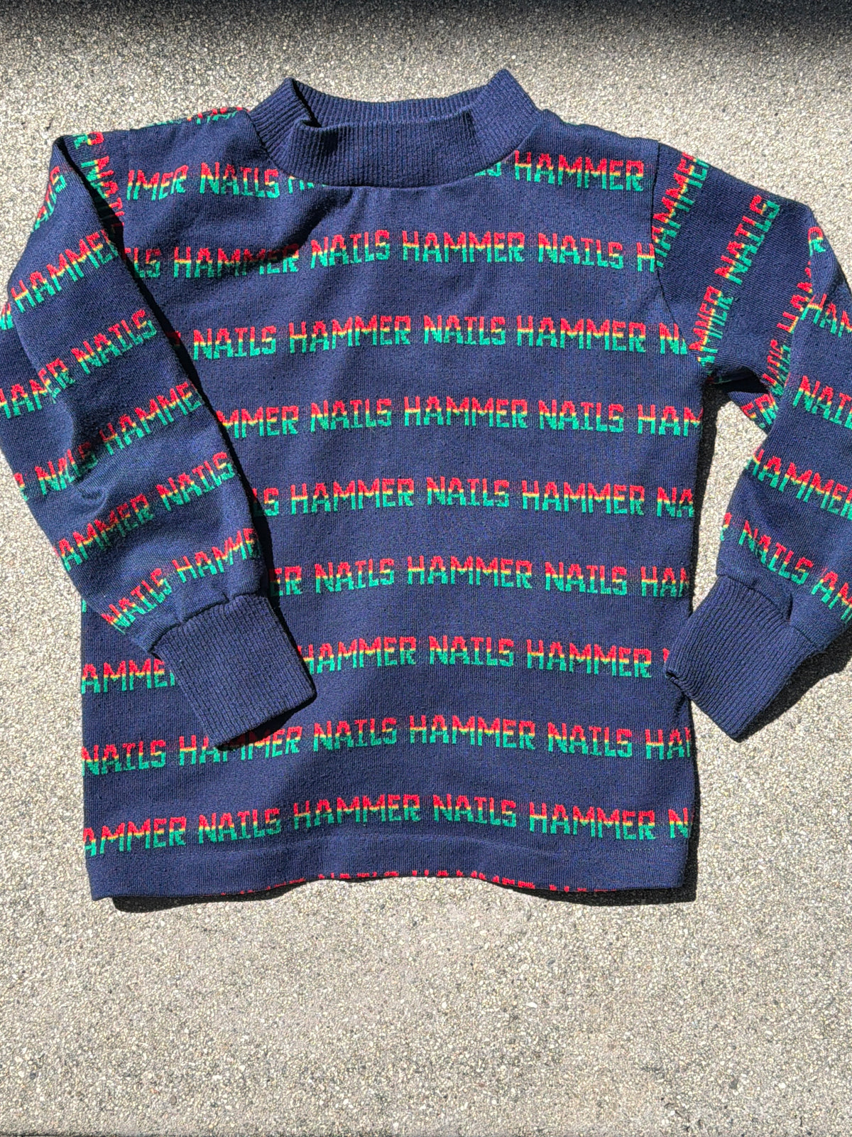 VNTG Healthtex Navy Long Sleeve " Hammer", Size:6Y