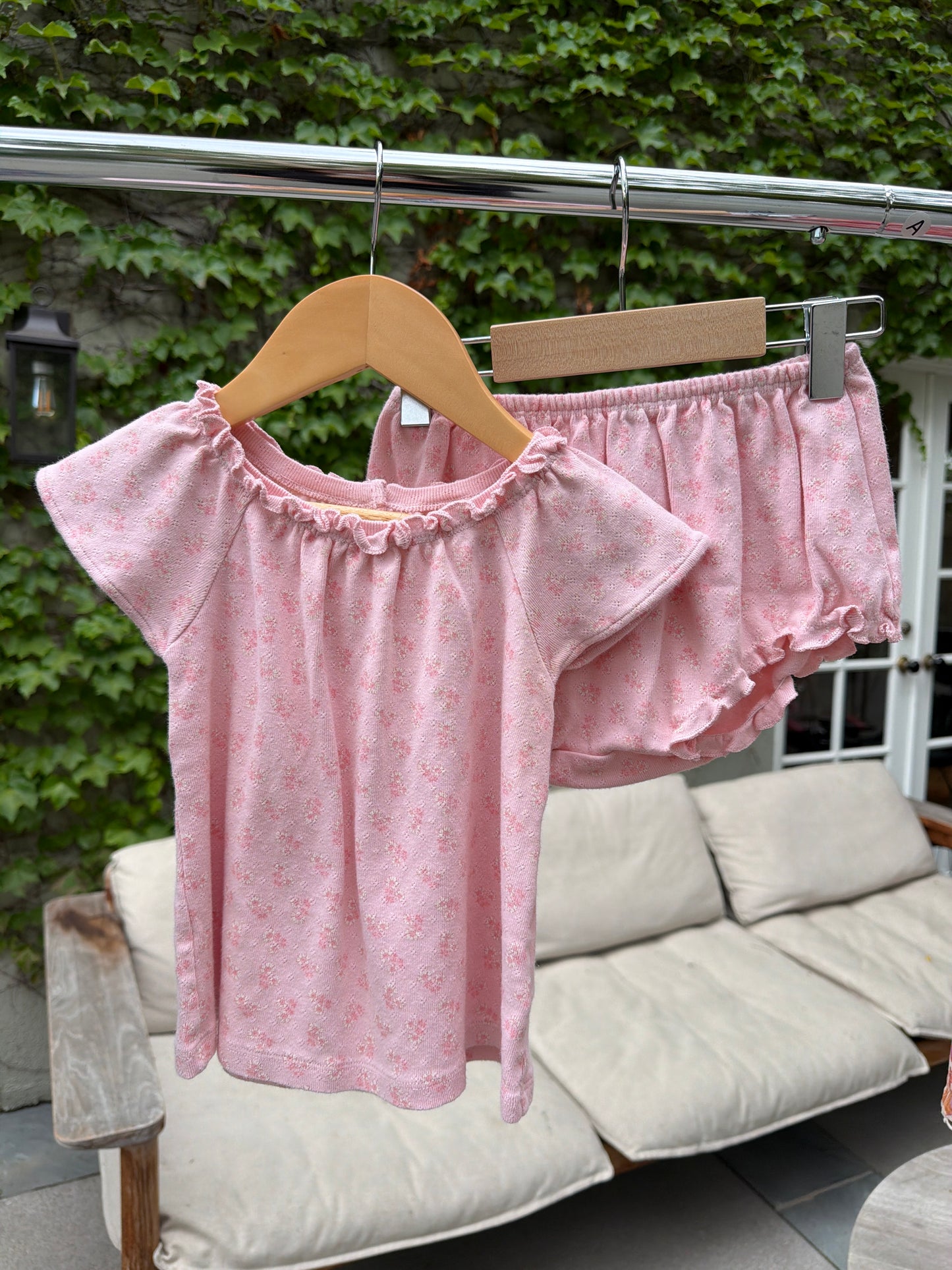 Bonpoint Pink Floral Bloomer Set, Size:2Y
