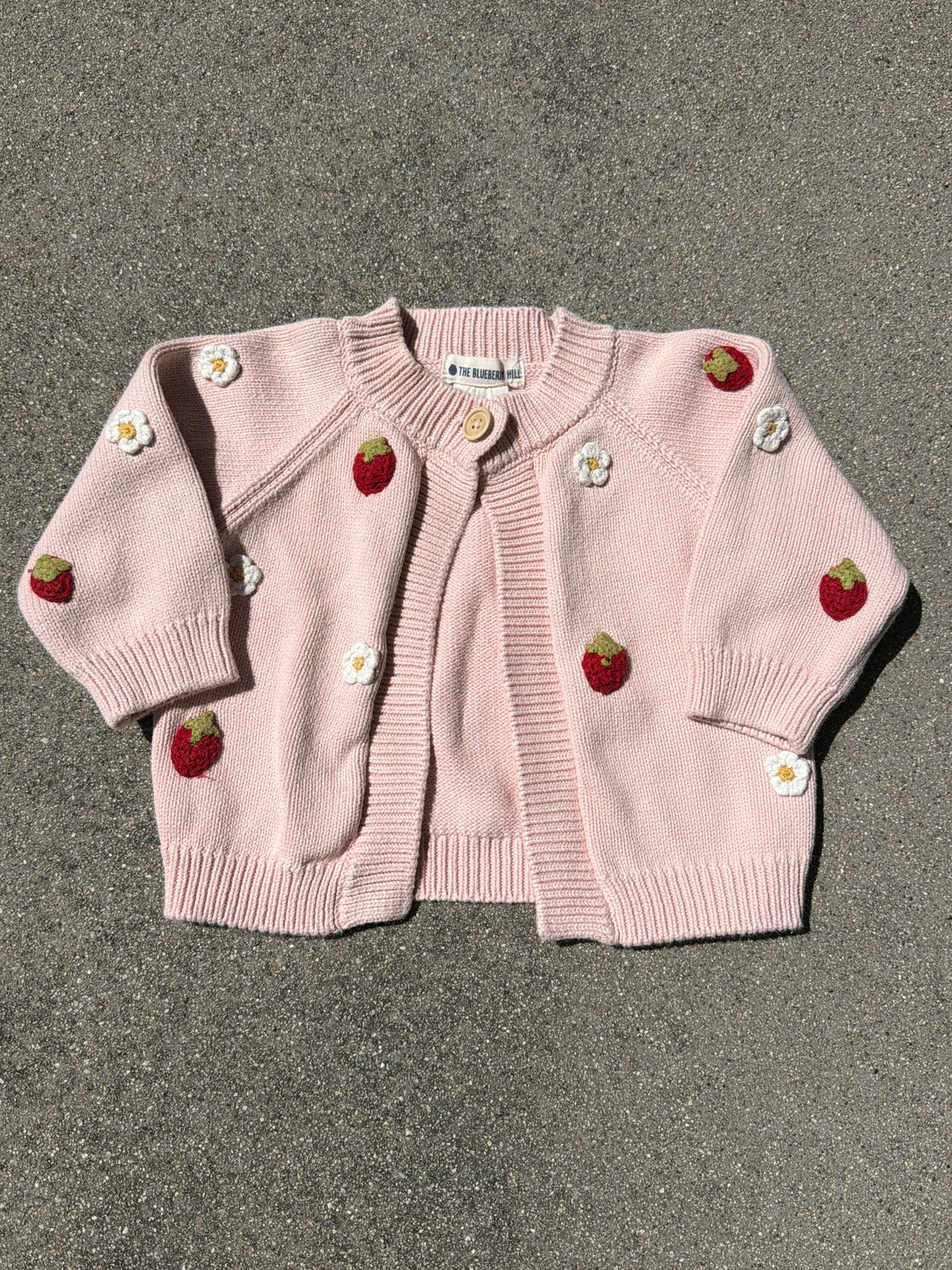 Preloved The Blueberry Hill Strawberry/Floral Cardigan, Size:12/24M