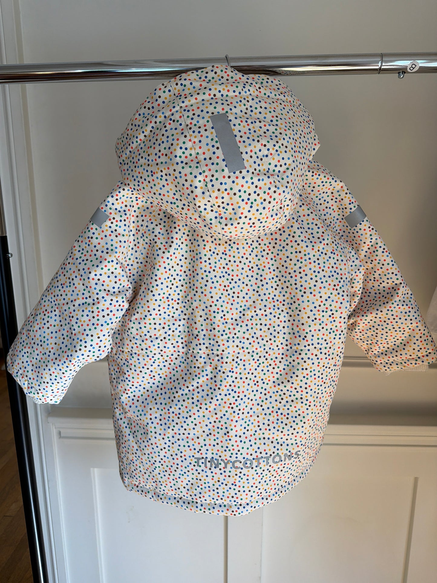 TINYCOTTONS white/confetti ski jacket, size:3Y
