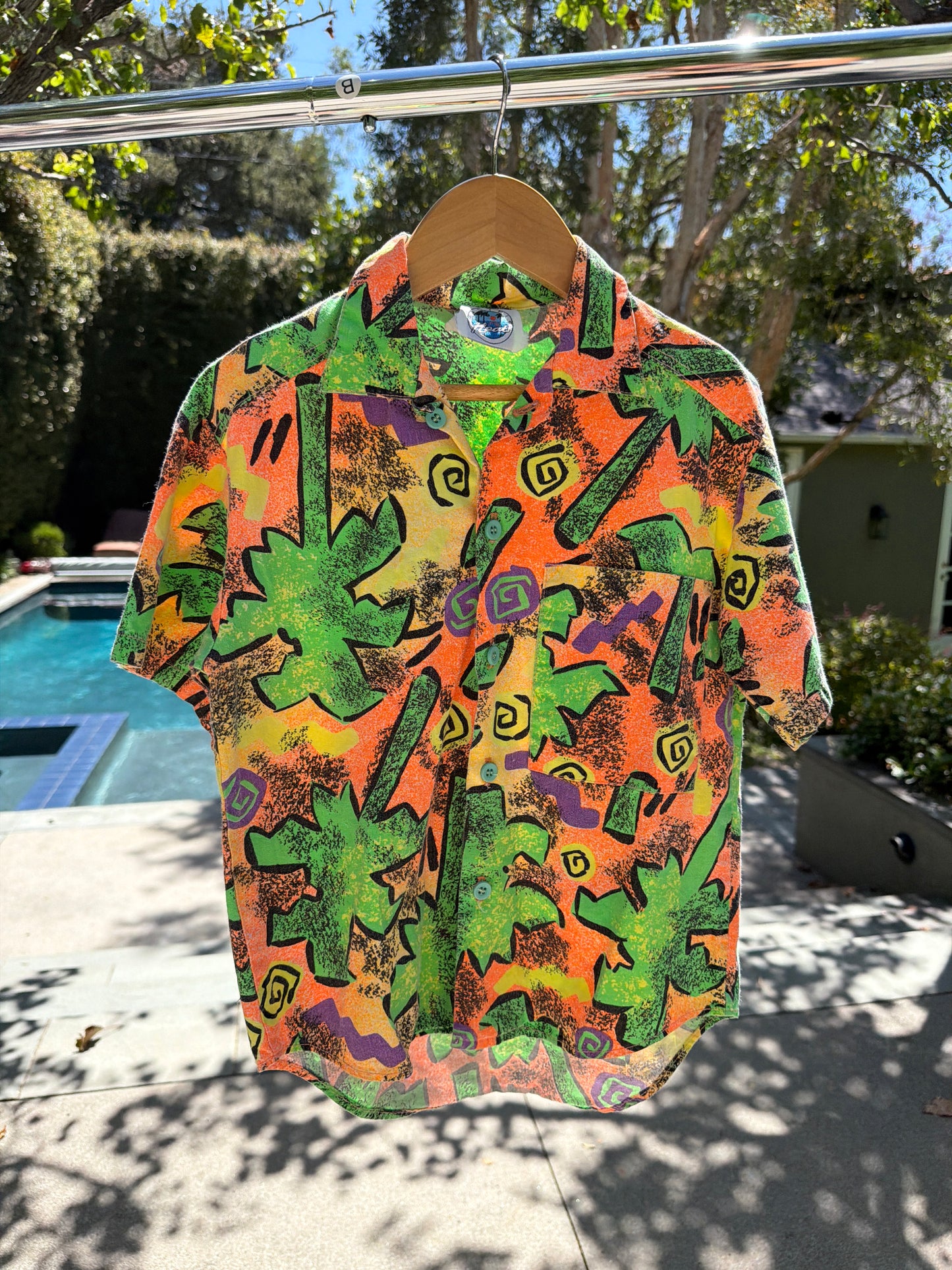 Vintage Pacifics surf Multi Neon button down