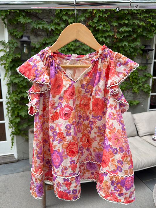 ZIMMERMAN Pink/Purple Flora Dress, Size:2Y
