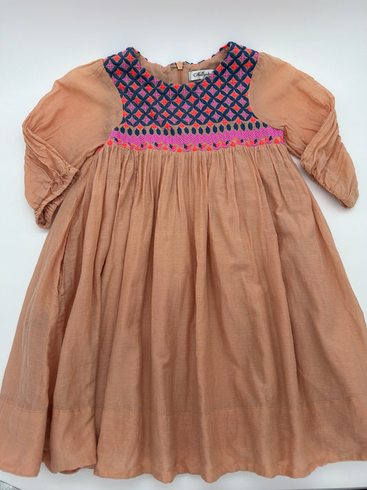 Nellystella orange smock dress,size:4Y