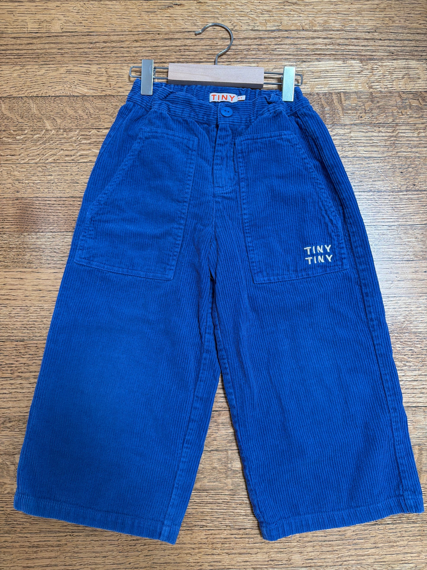 TINY COTTONS Blue Corduroy Wide Leg Pants, Size:6Y