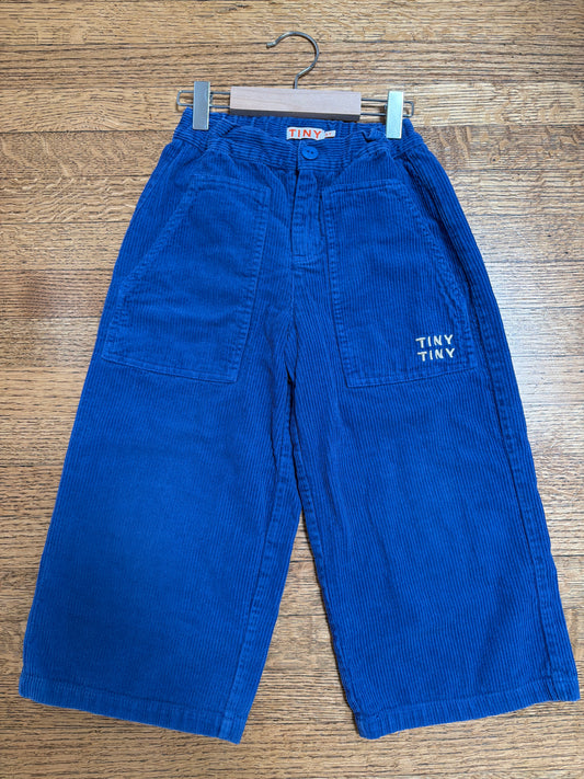 TINY COTTONS Blue Corduroy Wide Leg Pants, Size:6Y