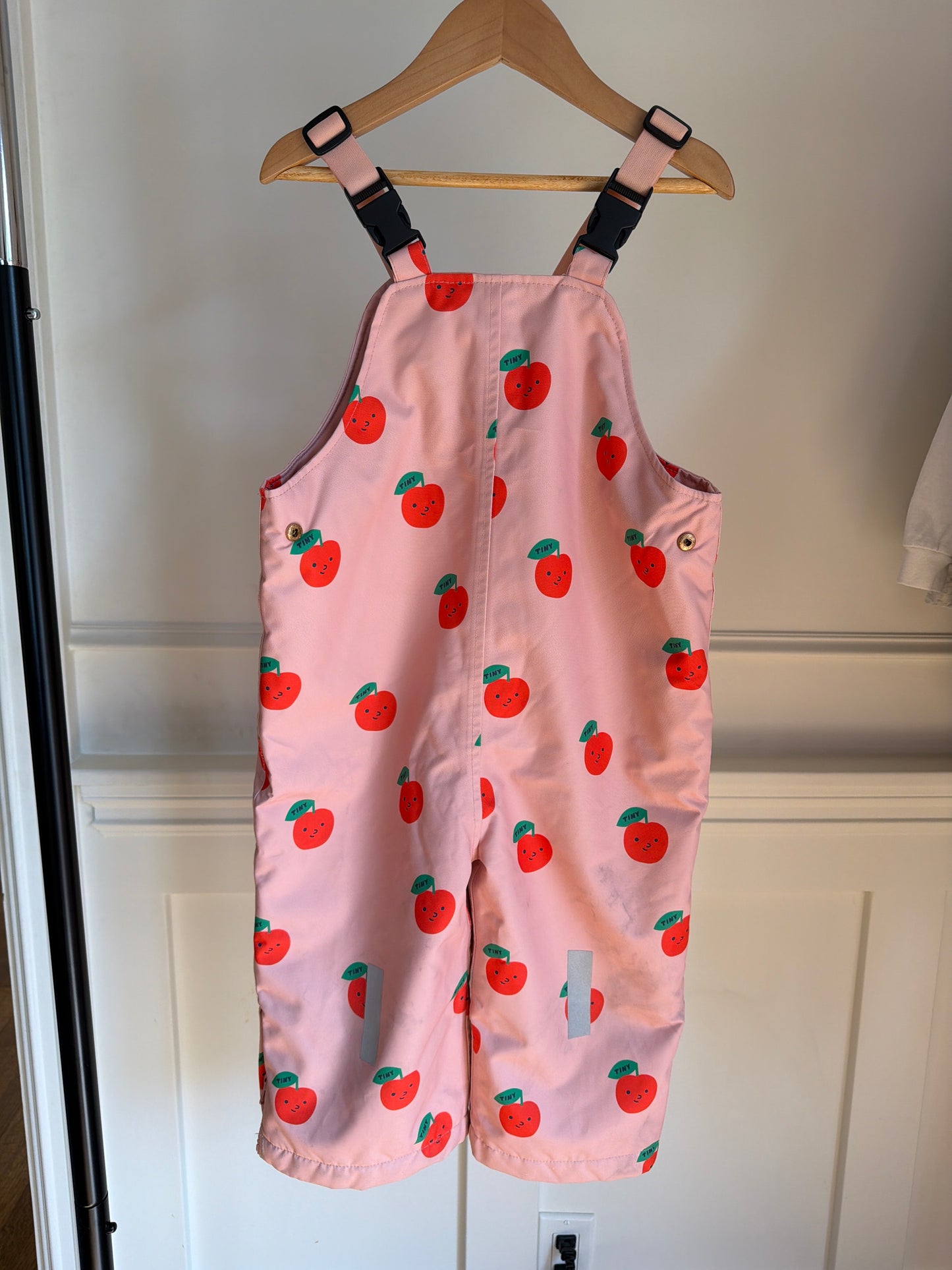 TINYCOTTONS pink cherry ski bib, size:3Y