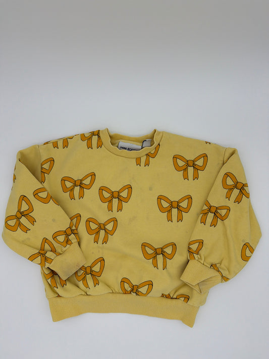 MINI RODINI yellow bow sweatshirt, Size:1.5-3Y
