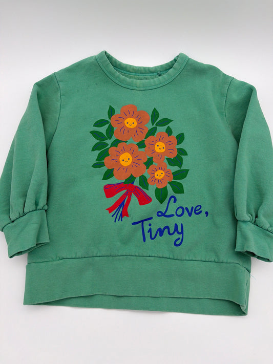 TINYCOTTONS Green Flower Sweatshirt,size:6Y