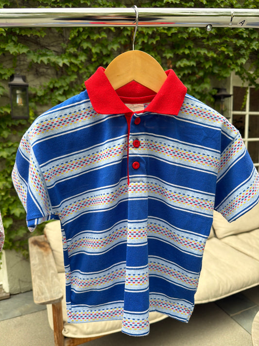 Vintage Health tex Blue/Red Collard Shirt, Size:5Y