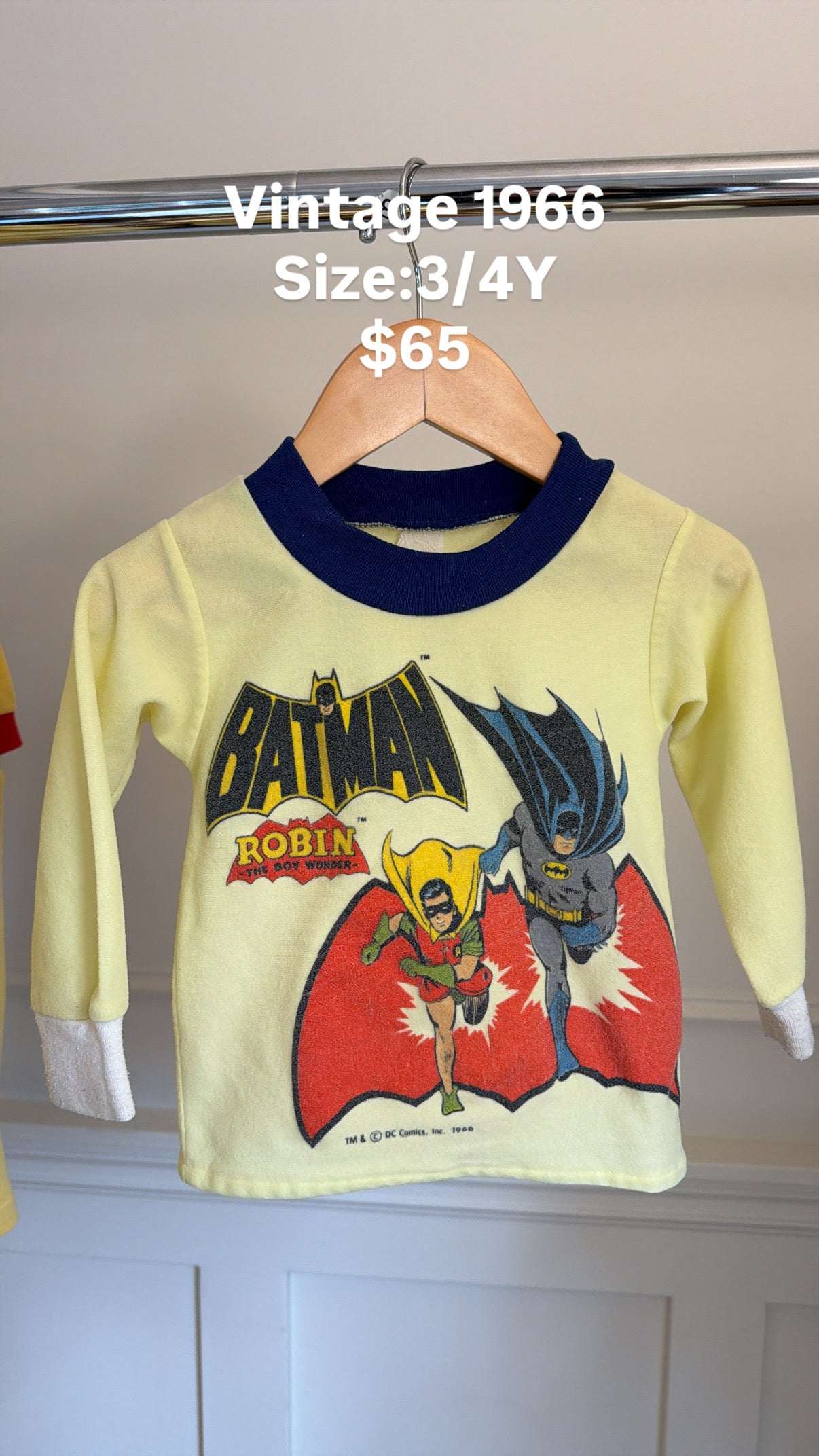 Vintage 1966 Batman and Robin Long Sleeve, 3/4Y