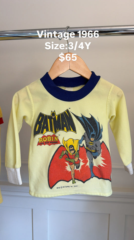Vintage 1966 Batman and Robin Long Sleeve, 3/4Y