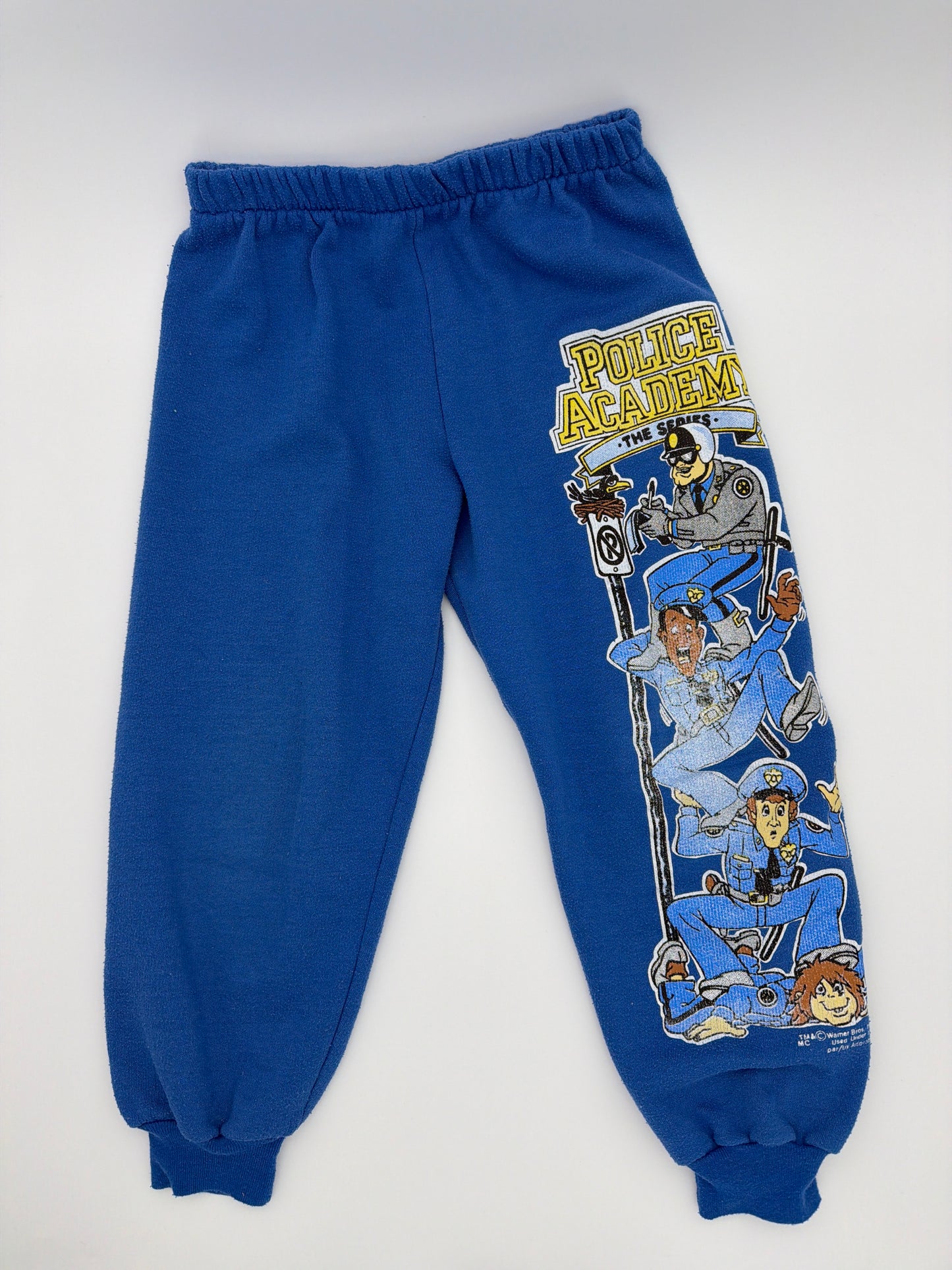 Vintage blue police academy sweatpants, size: 6 (4/5y)