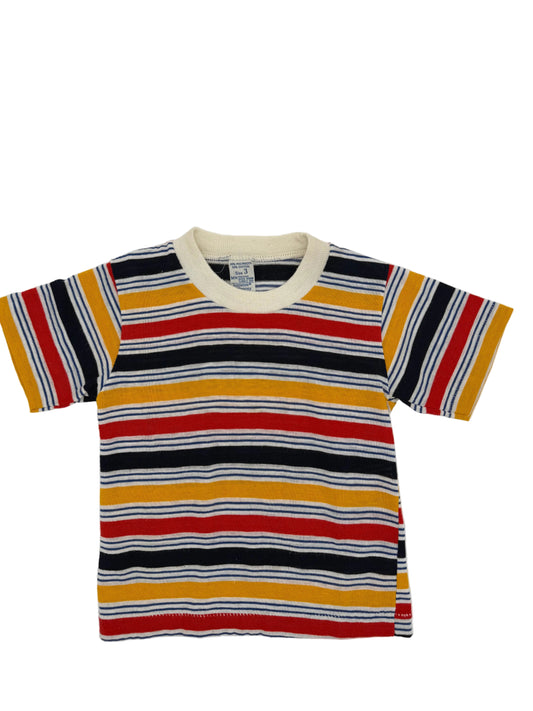 Vintage JC Penny Stripe t-shirt red,yellow,navy, 3Y
