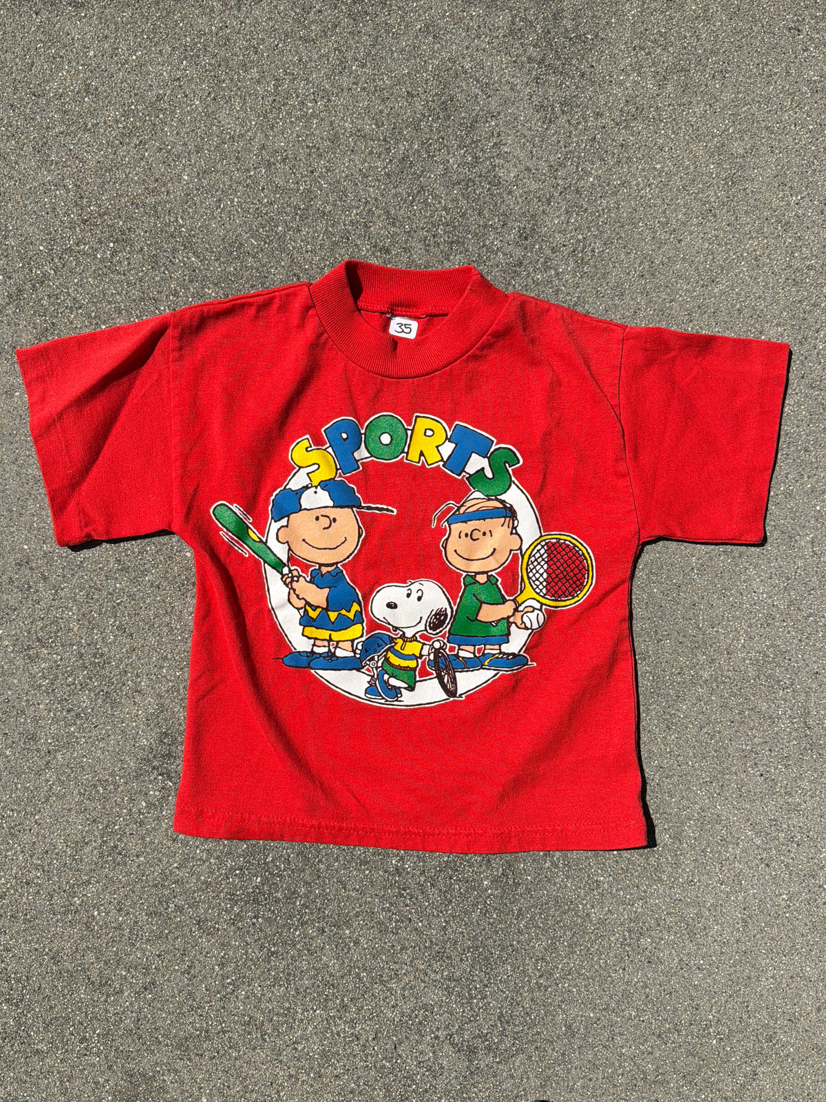 VNTG Red Snoopy Sports T-Shirt, Size:4/5Y