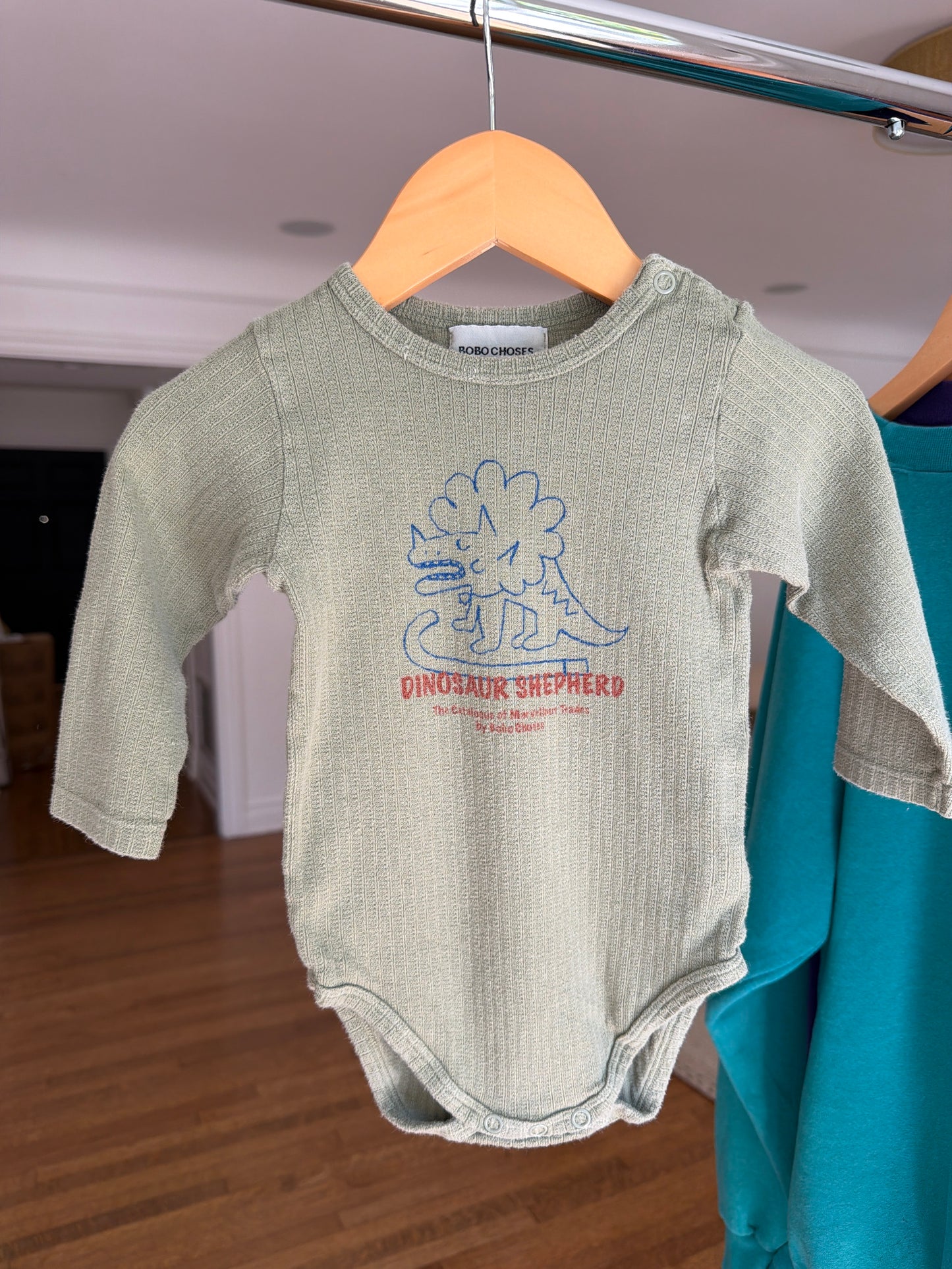 Bobo Choses Green Dino Shepard Onesie