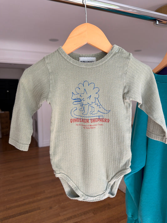 Bobo Choses Green Dino Shepard Onesie