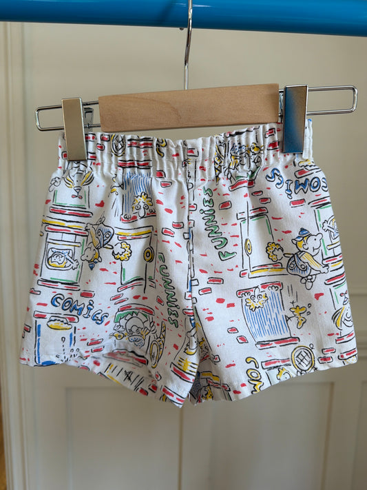 Vintage comic print shorts, size:3/4