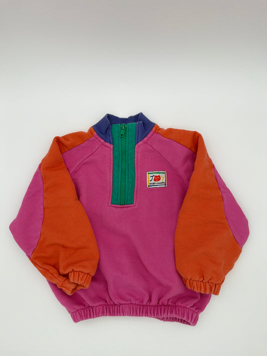 BOBO CHOSES multi half zip sweatshirt, size: 2-3Y