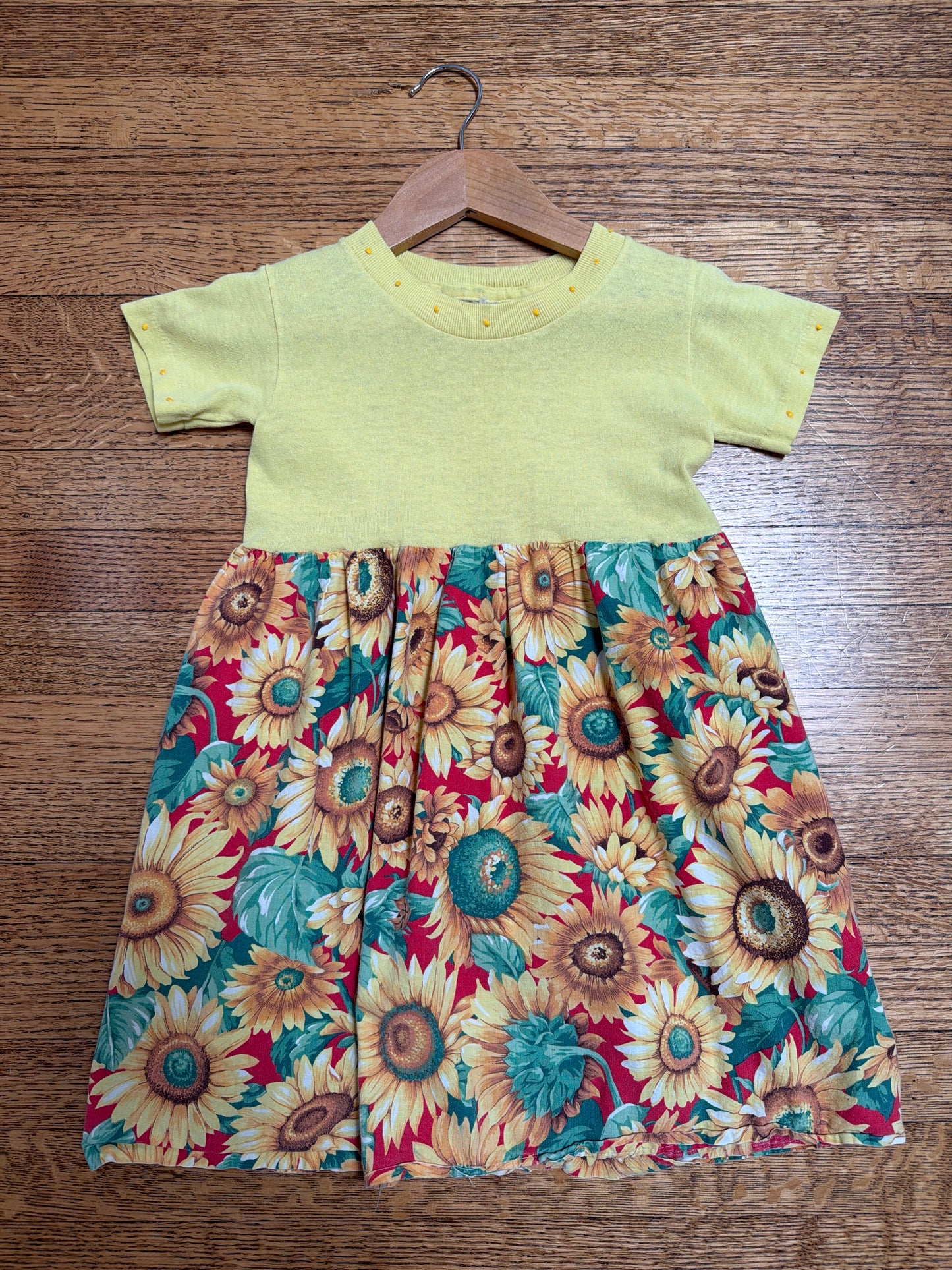 Vintage Yellow Sunflower Dress, Size:3/5Y