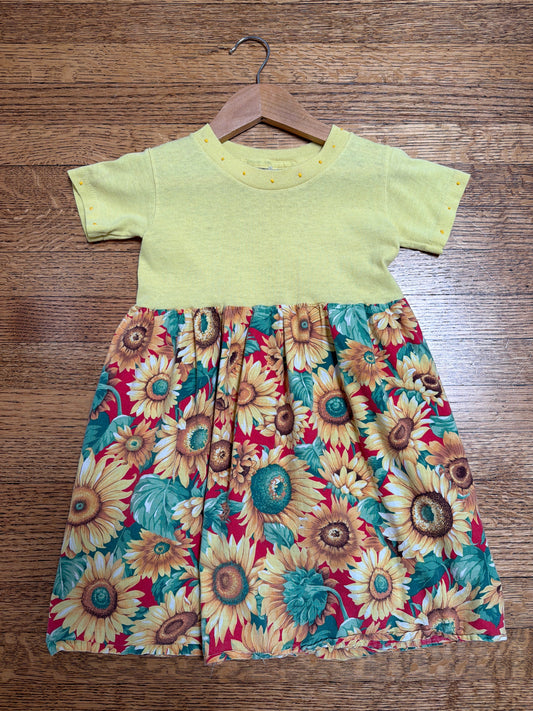 Vintage Yellow Sunflower Dress, Size:3/5Y