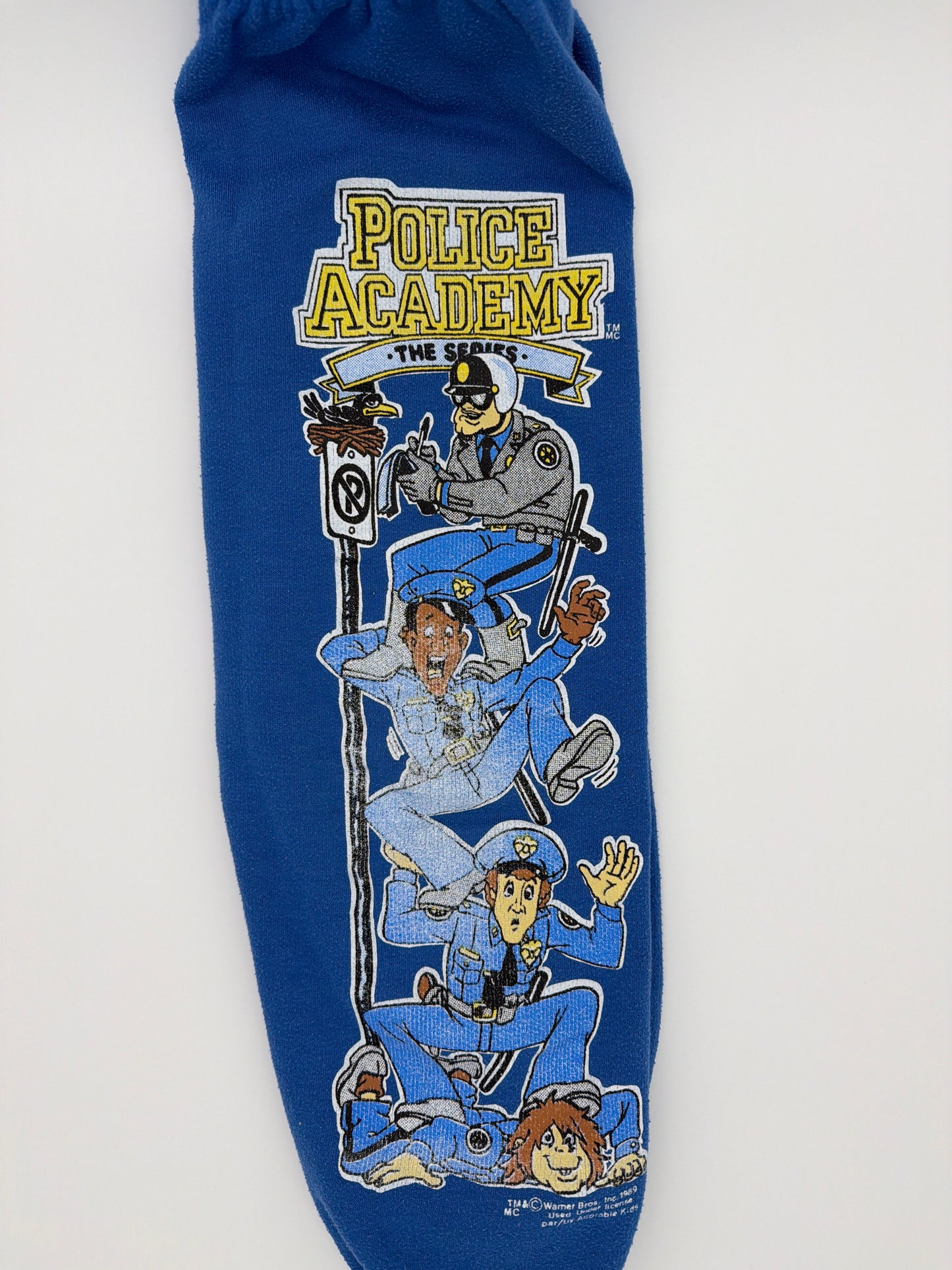 Vintage blue police academy sweatpants, size: 6 (4/5y)