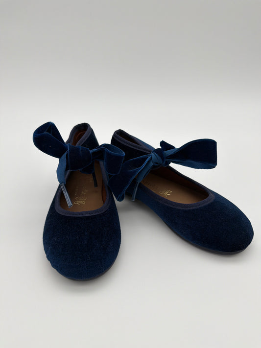 La Coqueta Navy Velvet Bow Mary Jane, size:27
