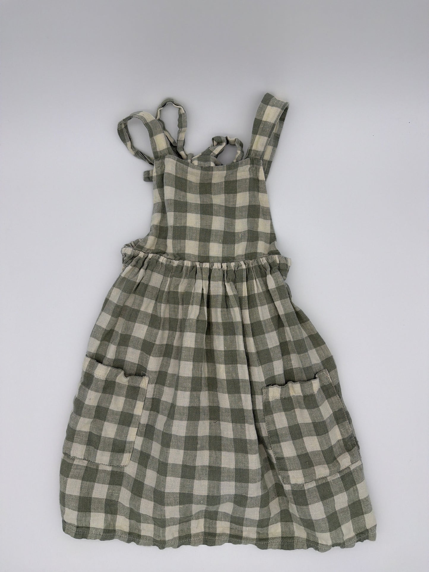 NELLIE QUATS Green Gingham Pinafore, Size: 18/24M