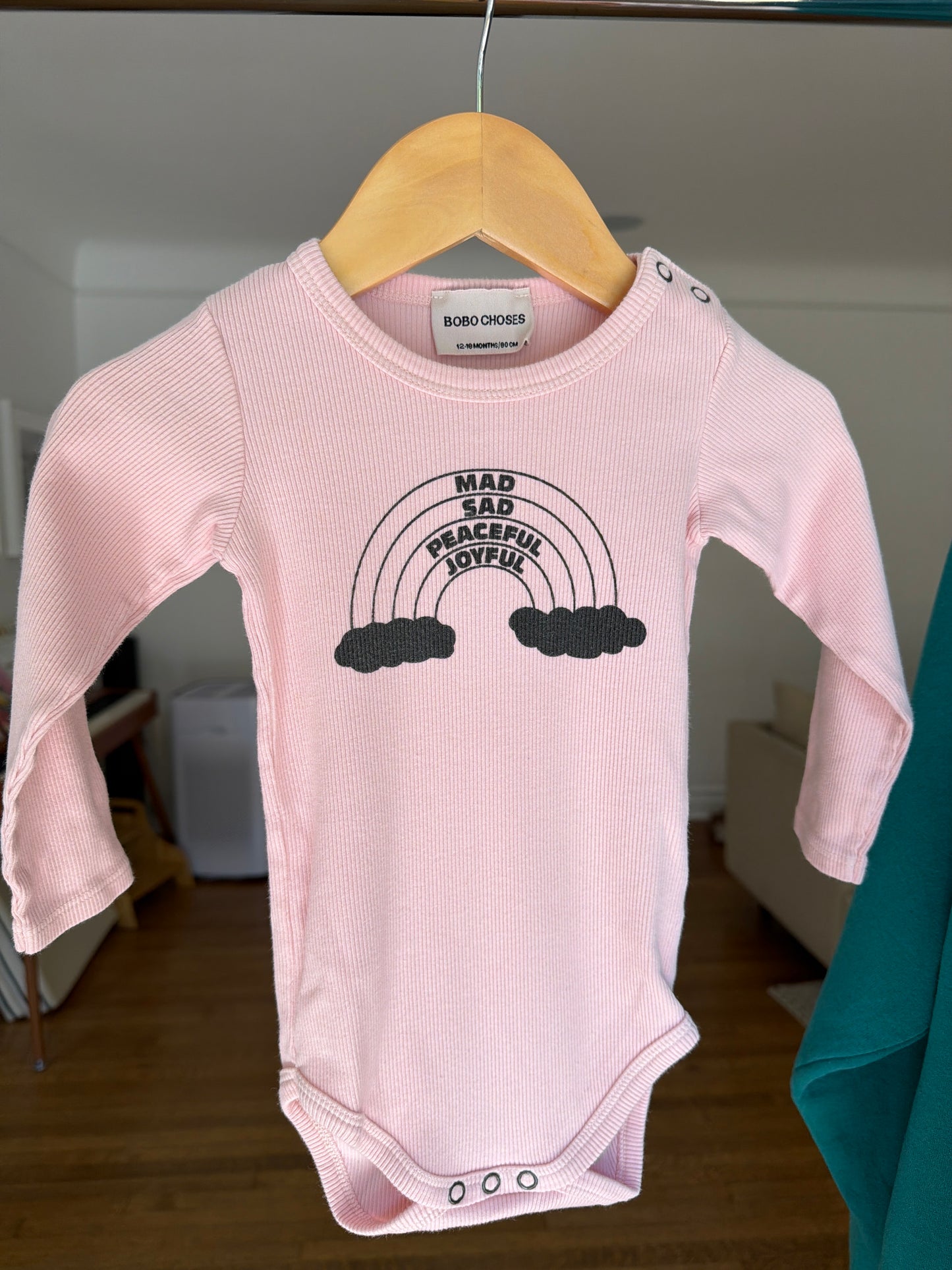 Bobo Choses Pink Onesie Mad Sad Peaceful Joyful