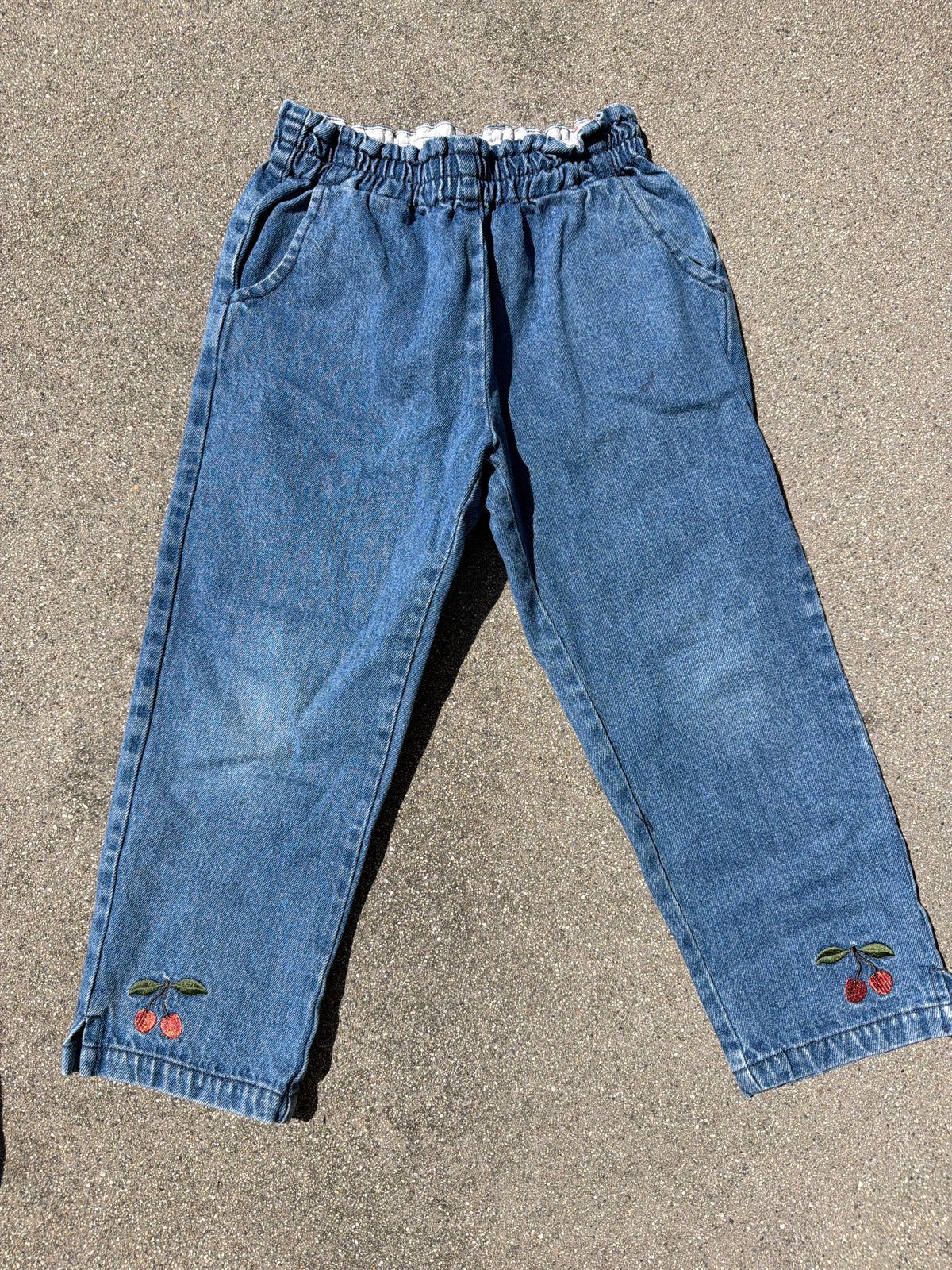 Preloved Konhes Slojd Straight Leg Jean W/Cherry, Size:5/6Y