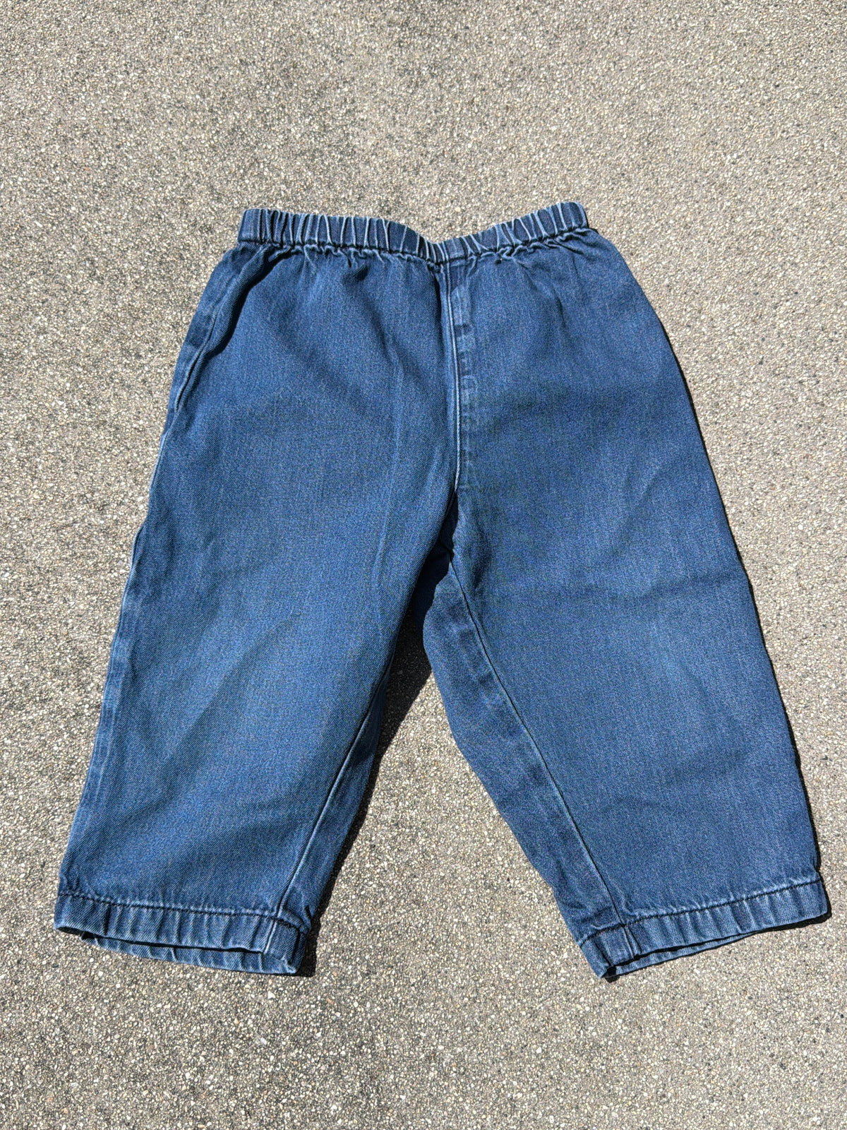 Preloved Petit Bateau Dark Blue Denim Pants, Size:18M