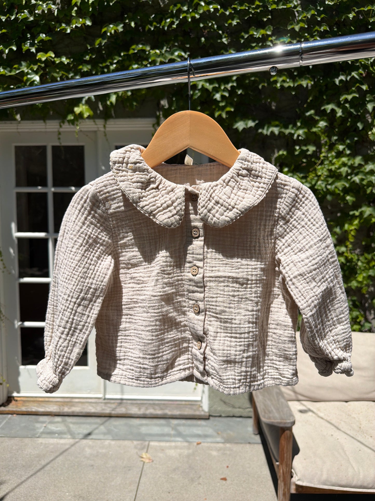 Rylee and Cru Beige Collared Shirt, Size:2/3Y