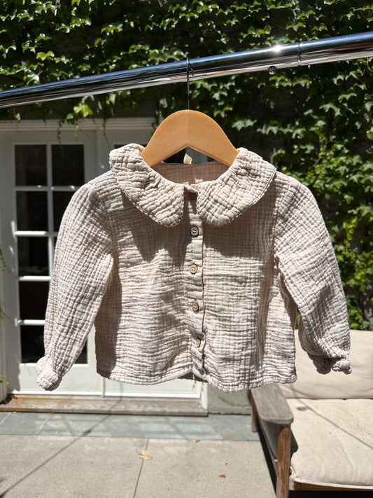 Rylee and Cru Beige Collared Shirt, Size:2/3Y