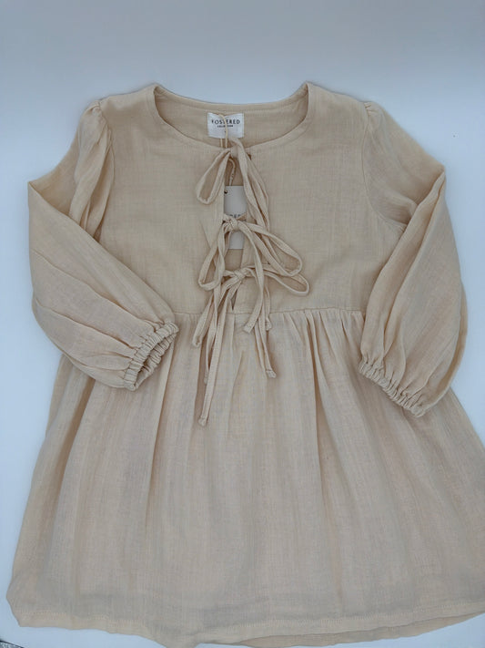 fostered collection beige tie front dress, Size:4Y TAGS ON