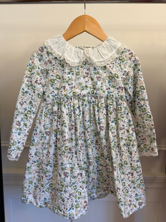 La Coqueta green, purple, blue floral dress, size:4Y