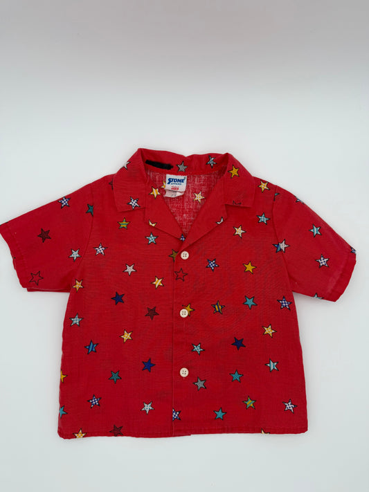 Vintage red star short sleeve button down