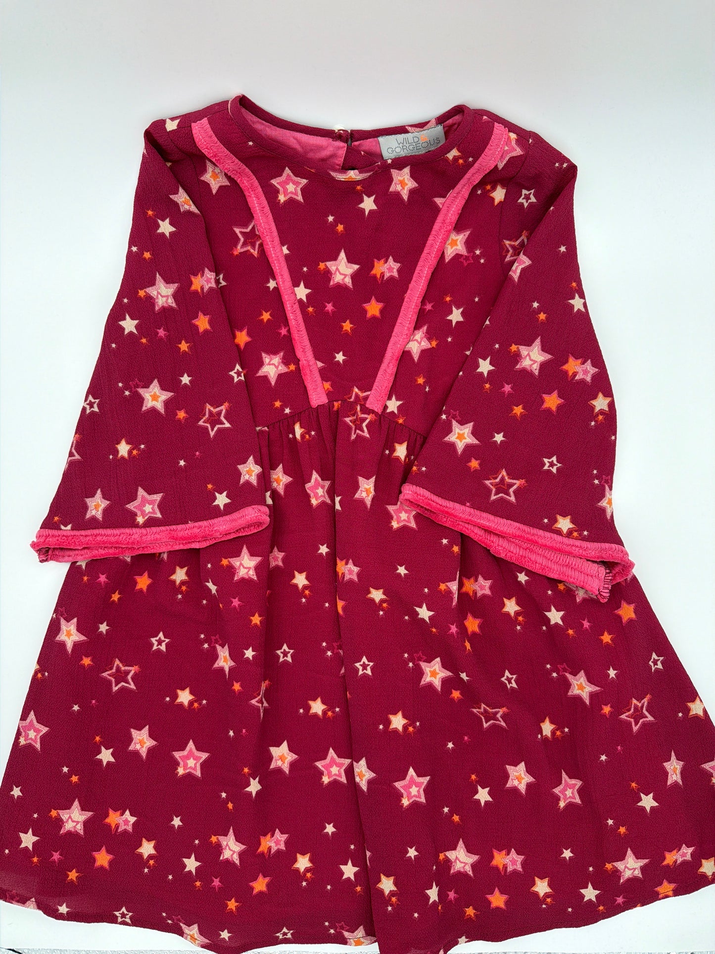 I Love Gorgeous Pink Stars Dress, Size:2/3Y